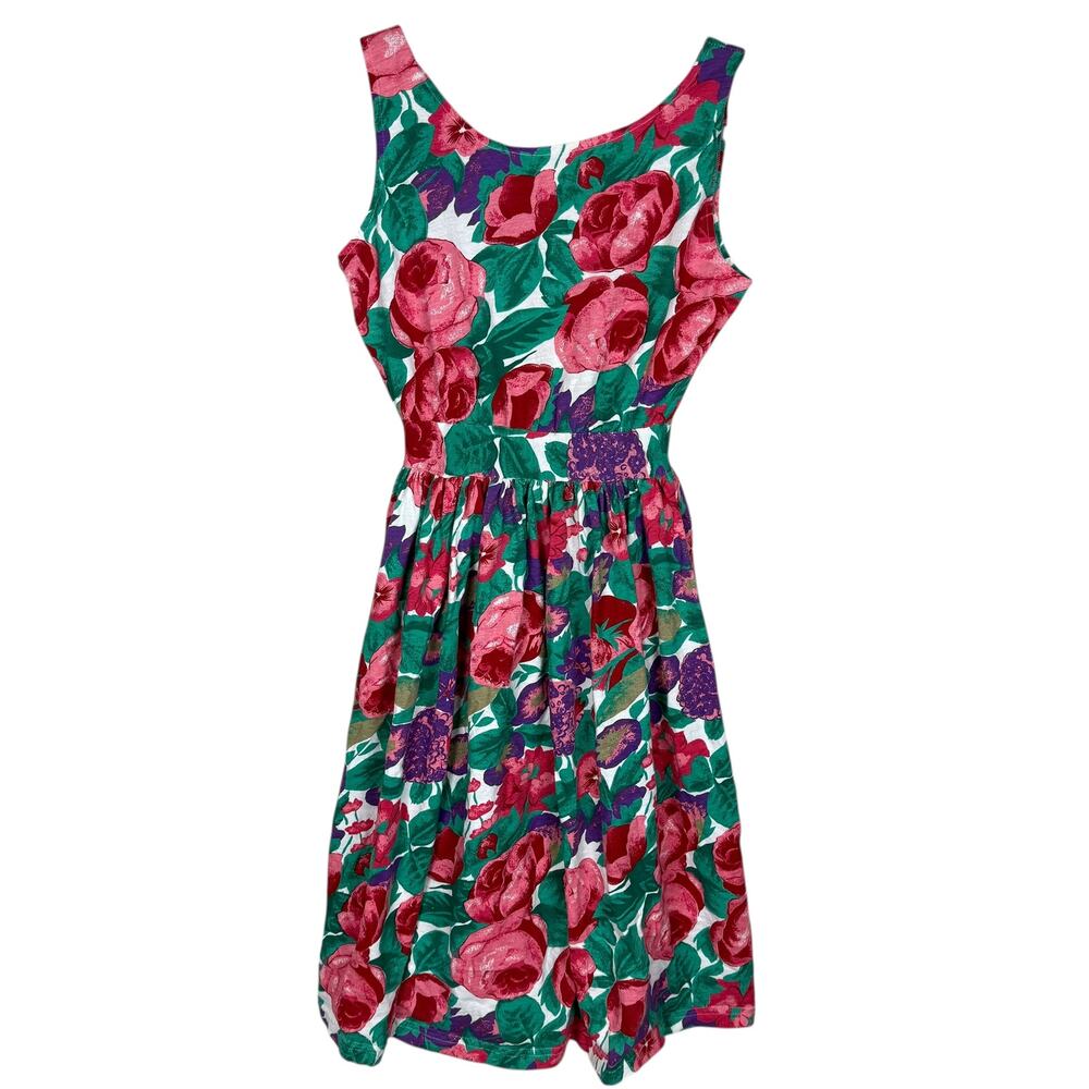 VTG Victoria's Secret Gold Label Dress Women‎ S Green Floral Pleated Ruffle Hem